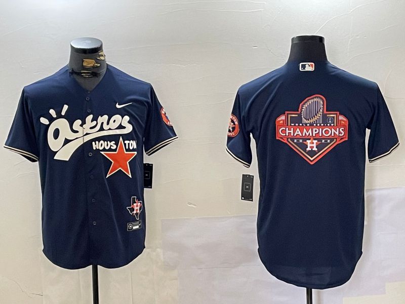 Men Houston Astros Blank Blue Second generation joint name Nike 2024 MLB Jersey style 5->pittsburgh steelers->NFL Jersey